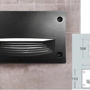 Leti 200 HS Segnapasso da Incasso Rettangolare Con Palpebra Gx53 3w Natura Nero